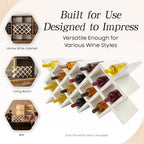 10 Grids Wooden Wine Rack – Wall Mounted or Countertop Storage, Diamond Lattice Design for 10 Bottles, Space-Saving Horizontal Storage, White