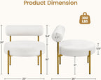 Yaheetech Accent Chair, Modern Tufted Vanity Chair, White | Boucle Fabric Vanity Stool with Gold Metal Legs, Cozy Sherpa Club Chair for Living Room Bedroom Home Office Makeup Room