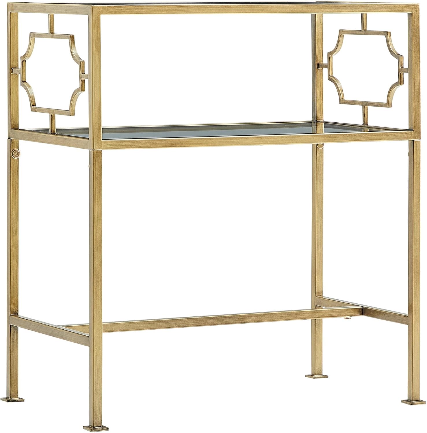 Gretna Rectangular Antique Gold Metal and Glass Accent Table