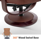 MCombo Oversized Swivel Recliner Chair with Ottoman, Adjustable Backrest, 360° Wood Base, High Seat, Faux Leather Lounge Chair for Tall Users in Living Room Office 4651 (Brown)