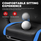 GTPLAYER Gaming Chair for Adults, Big and Tall 300LBS Heavy Duty Office Chair with Footrest, Ergonomic High Back Lumbar Support and Wide Comfy Cushion with Linkage Armrests for Home Office, Blue
