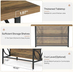Tribesigns 62.99-Inch Kitchen Island with Storage, Kitchen Island Table with 2 Shelves and Large Worktop, Industrial Bar Table, Easy to Assemble, Rustic Brown (Stools Not Included)