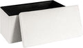 30 Inch Storage Ottoman Bench, Boucle Folding Ottoman Footstool, Rectangular Sherpa Footrest Storage Bench for Bedroom, Living Room, Entryway, Dorm, White