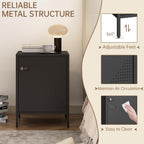 Steehoom Metal Lockable Nightstand, Single Door Locker Metal End Table Small Bedside Storage Cabinet for Living Room, Bedroom, Dorm, 21.26”H X 15.75”W X 15.75”D (1 Door, Black)