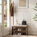 Coat Rack with Shoe Storage,Shoe Rack whit 8 Hook for Offices、Bedroom、Living Room,Small Shoe Bench,Walnut