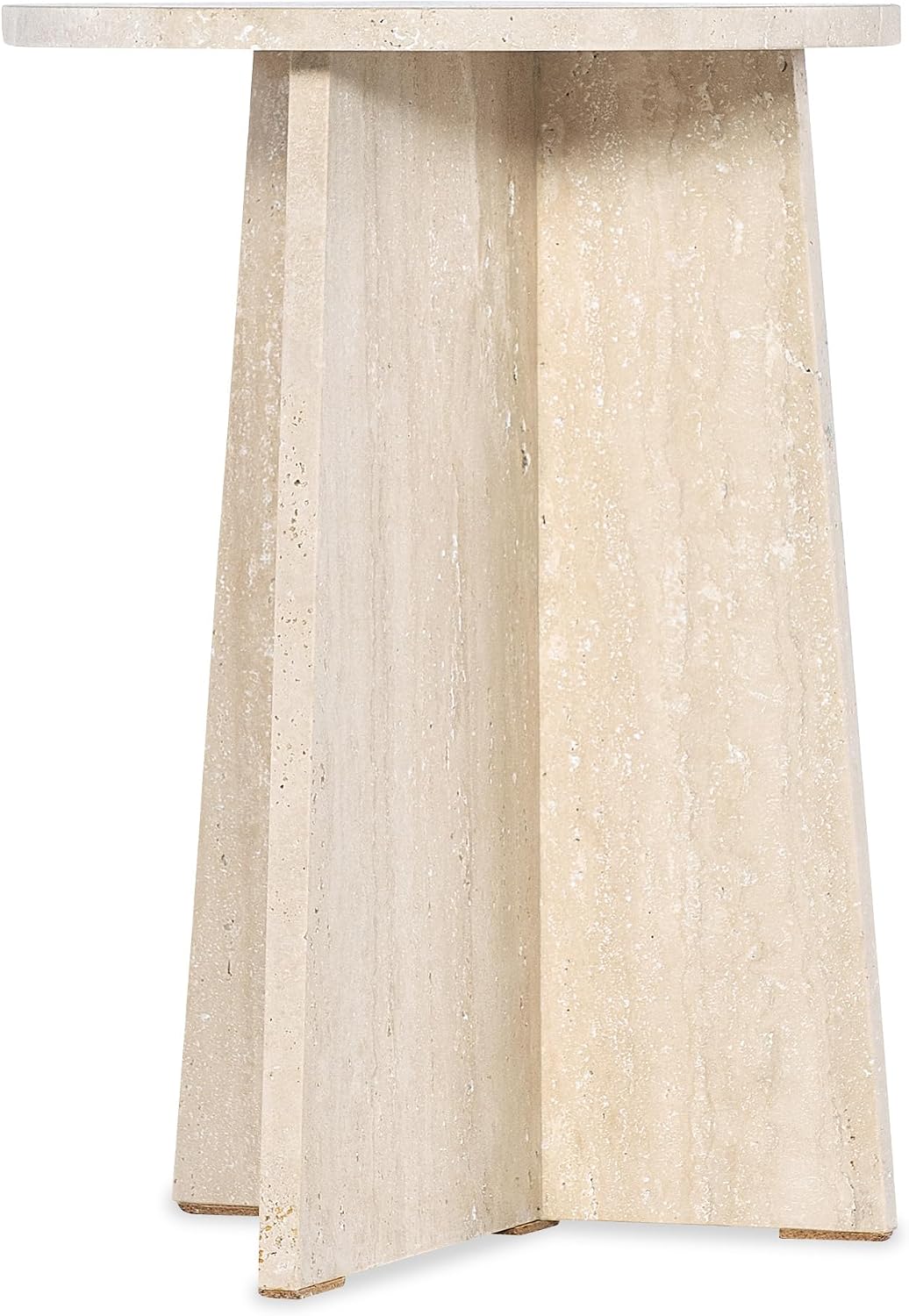 Hooker Melange Cirque Spot Table with Cream Colored Travertine Xalapa Honed Stone
