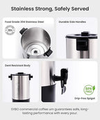 SYBO SR-CP40C Commercial Grade Stainless Steel Percolate Coffee Maker, Hot Water Urn for Catering, Hot Beverage Dispenser, 45-Cup, 4.5L, Metallic