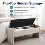 47.25 Inch Storage Ottoman Bench, Linen Upholstered, Light Grey | End of Bed Storage Bench, Entryway Shoe Bench and Footrest for Bedroom, Living Room, Dorm, Window Area and Small Spaces