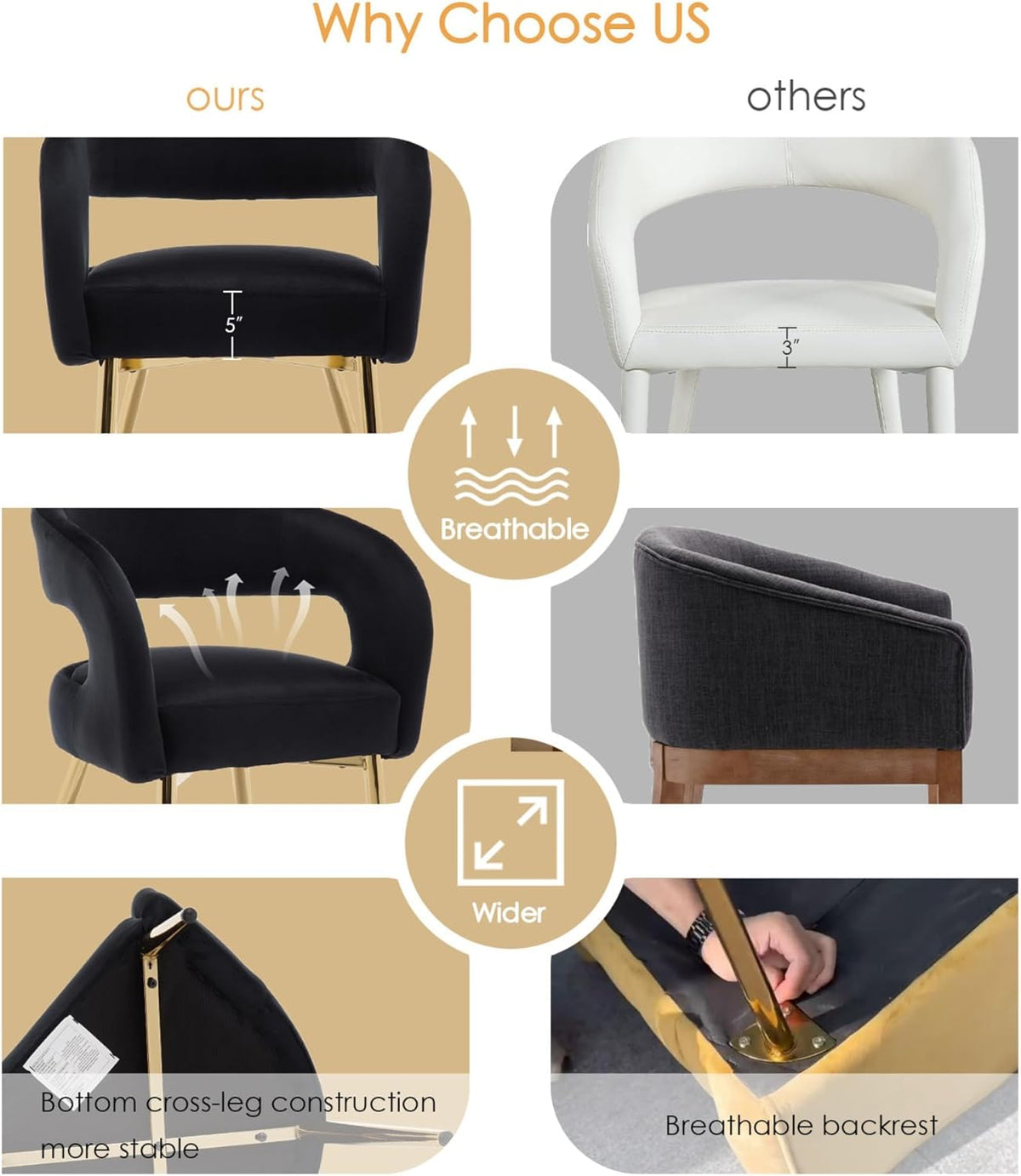 Hyfirm Black Barrel Dining Chairs Set of 4, Upholstered Velvet Dining Room Chairs with Gold Legs Hollow Back Modern Comfy Armchairs for Kitchen Recepition Restaurant