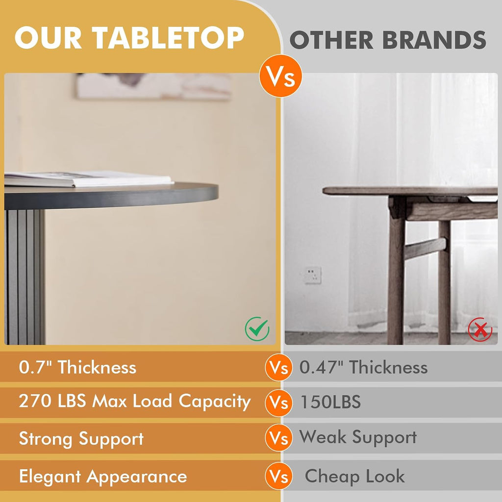 31.5" Round Dining Table for 2, Modern Small Pedestal Kitchen Table, Space Saving, for Apartment Dining Living Room,Black