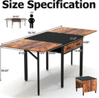 Folding Dining Table,Dining Room Table with Drawers,Industrial Extendable Table for 6-8 People,for Dining Room,Living Room,Restaurant,Saving Space