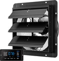 14 Inch EC Motor Shutter Exhaust Fan, 6 Inch Large Touchscreen Controller for Temp Humidity and Speed Control, 10-Speed Wall Mount Fan for Attic, Greenhouse, Garage, Chicken Coop Ventilation