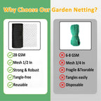 Bird Netting 30x30 Ft, 1/2In Mesh Heavy Duty Garden Netting Pest Barrier for Plants, Fruit Trees, Vegetables, Extra Strong Woven Mesh Netting, Animal Fencing Against Birds, Deer, Poultry