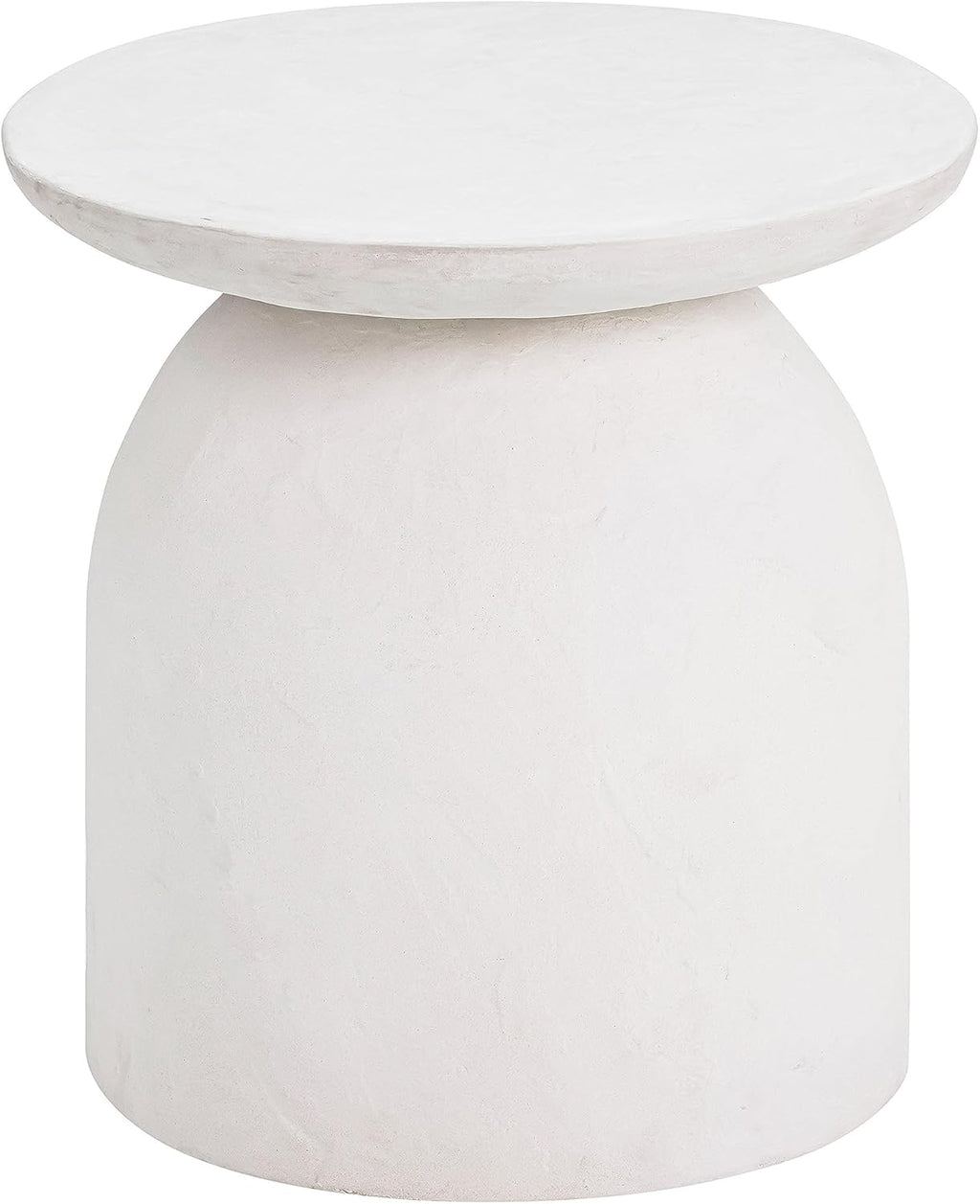 First of a Kind White Concrete Side Table with Smooth Curves - Round Coffee Table for Indoor/Outdoor Use - Durable & Stylish Neutral Design - 20.5" W x 20.5" D x 20" H