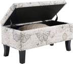 Convenience Concepts Designs4Comfort Winslow Storage Ottoman Bench 32" - Transitional Upholstered Footstool & Seat, for Living Room, Entryway, Hallway, & Bedroom, Butterfly Fabric
