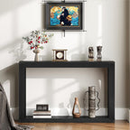YATINEY Farmhouse Console Table, 47.2 Inches Wooden Sofa Table, Behind Couch Table with Storage, Industrial Hallway Accent Table for Living Room, Entryway, Hallway, Black CT24BK