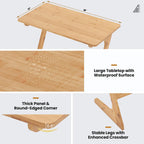 Tangkula Bamboo TV Tray Sofa Side Table, Z-Shaped Couch Table with 30” x 16” Tabletop, Space-Saving Snack Laptop Desk, Quick Assembly, End Table for Home, Office, Library (1, Bamboo)