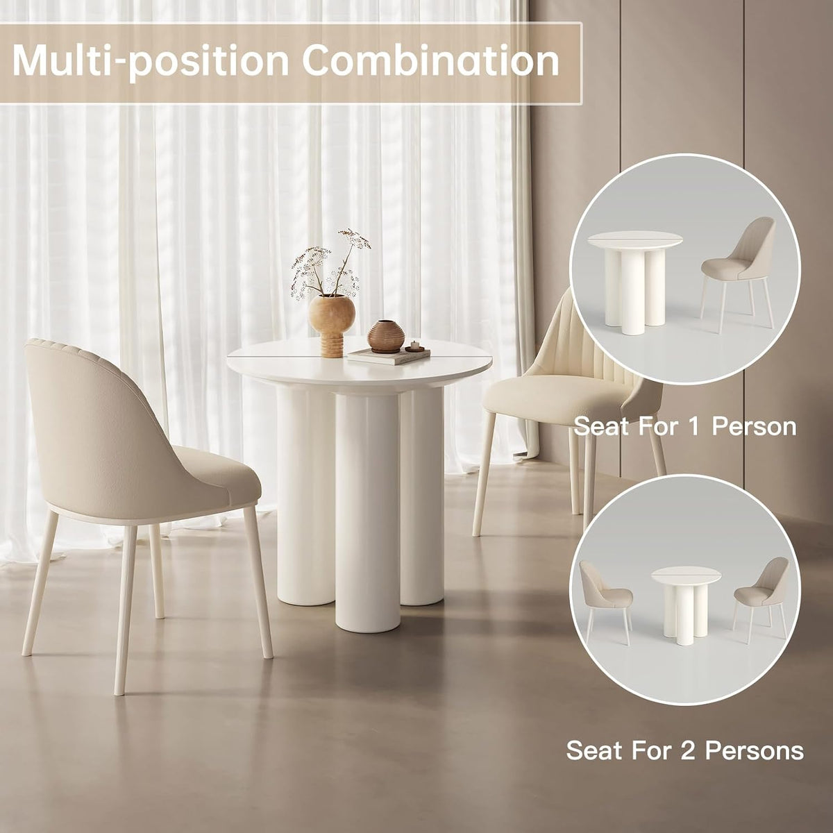 Small Round Dining Table, 30" Circle Kitchen Table with 3 Legs, Modern White Accent Table for Kitchen, Dining Room, Home Office and Living Room