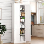 Function Home 72" Kitchen Pantry Cabinet, Tall Wood Storage Cabinet with Doors and Adjustable Shelves, 6-Tier Freestanding Cupboard for Kitchen Dining Room Living Room Bathroom, White