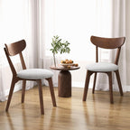 KOTEK Dining Chairs Set of 2 with Rubber Wood Legs | Mid Century Modern Kitchen Chairs with Cushioned Seat, Curved Backrest, Wooden Side Chairs for Dining Room, Living Room