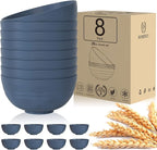 Homienly Unbreakable Cereal Bowl Set 26 OZ, Premium Wheat Straw Bowls Set of 8, Microwave and Dishwasher Safe Bowls, Dessert Bowl for Kitchen, Serving Soup, Unbreakable Oatmeal Bowls(Blue, 26 OZ)