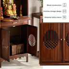 Wooden Buddhist Meditation Cabinet for Temple Display | Traditional Chinese Spiritual Furniture For Prayer, Statue(108cm/42.5in)