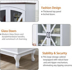 72" Tall Pantry Cabinet, Wood Arched Kitchen Pantry Storage Cabinets with 2 Glass Door and Adjustable Shelves, White Farmhouse Buffet Cupboard for Kitchen, Dining Room, Living Room and Bathroom