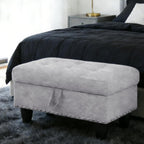 Ottoman with Storage for Living Room, 28.5'' Linen Living Room Ottomans Foot Rest, Upholstered Entryway Bench, End of Bed Storage Bench, Small Ottoman Foot Stool, Tufted Coffee Table, For Bedroom