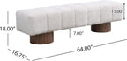 Christopher Knight Home Manila 64" Upholstered Ottoman Bench, Rectangular Dining Seat, Spacious Seating, Long Footstool, Boucle Dining Bench for Living Room Dining Room, No Assembly Needed, Beige