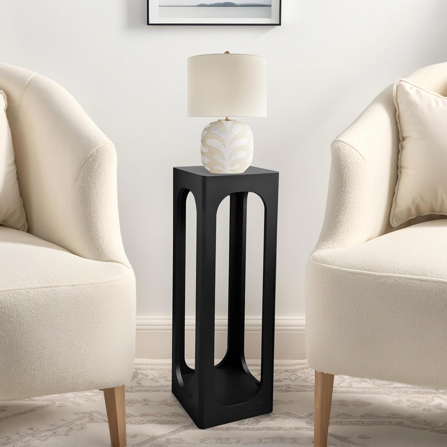 COVLON Drink Table, Wood Small Space Side Table, Decorative End Table for Living Room,Badroom or Entryway Decoration, Black