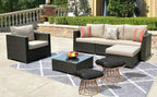 Outdoor Wicker Patio Ottomans Set of 2 rotatable Outdoor Footrest Small Seating, Large Wide Footrest, PE Rattan Thicken Cushioned Footrest, All-Weather Wicker Furniture for Balcony, Porch (YB)