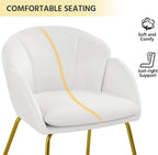 Yaheetech Modern Velvet Vanity Chair Armchair, Flower Shaped Makeup Chair with Golden Metal Legs for Living Room/Makeup Room/Bedroom/Home Office/Kitchen, White