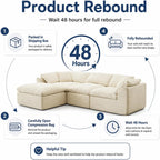 Oversized Cloud Couch Sectional Sofa for Living Room, Modular L Shaped Chenille Sofa with Chaise Lounge, Deep Seat Convertible Couch, Compressed No Assembly Floor Sofa (White)