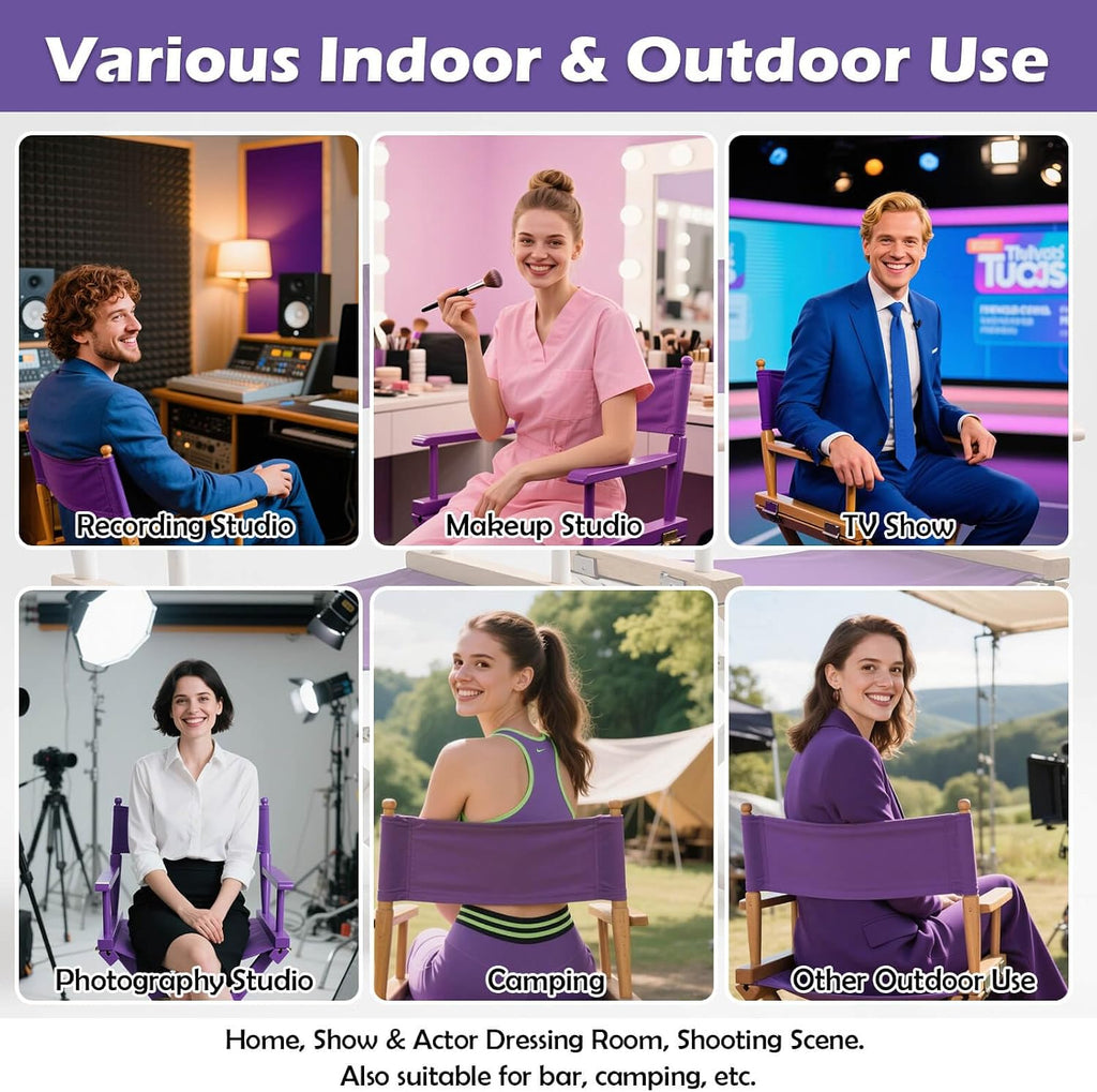 STAY GENT Director's Chair Canvas Replacement Kit 21"L x 8"W - 21"L x 16.5"W Replacement Canvas Durable Cotton Canvas Seat & Back Covers for Makeup, Movie, Show, Outdoor Patio Stools, 1 Set Purple