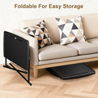 Max Large Black Folding TV Tray Table, XL Pro Adjustable Foldable TV Table with 6 Height Adjustable, 425% Thicker HDPE Plastic Table for Eating, Laptop, Snacks, Dinner Laptop on Couch & Bed
