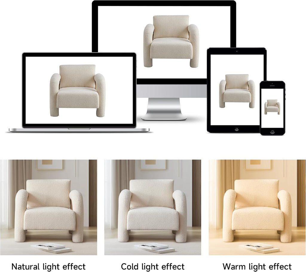 33.5" Modern Accent Chair, Velvet Single Sofa for Living Room,Comfy Arm Chair Leisure Armchair Single Sofa Chair with Curved Arm for Living Room, Apartment,Bedroom,Beige