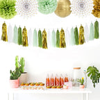 Sage-Olive Green Gold Party-Decorations Tassel-Garland - 20pcs Rustic Wedding Baby Shower Tassels Banner Streamers, Birthday Bachelorette Engagement Bridal Decor Panduola
