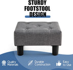 BRIAN & DANY Small Foot Stool, Linen Foot Stools with Legs, Stable Small Footstool for Living Room, Gray