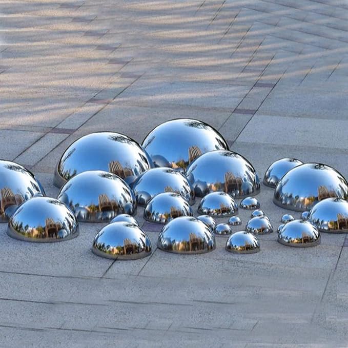6pcs Hollow Hemisphere Ball Gazing Ball Half for Outdoor Decoration Shopping Mall Decor Wall Decorated (Silver)