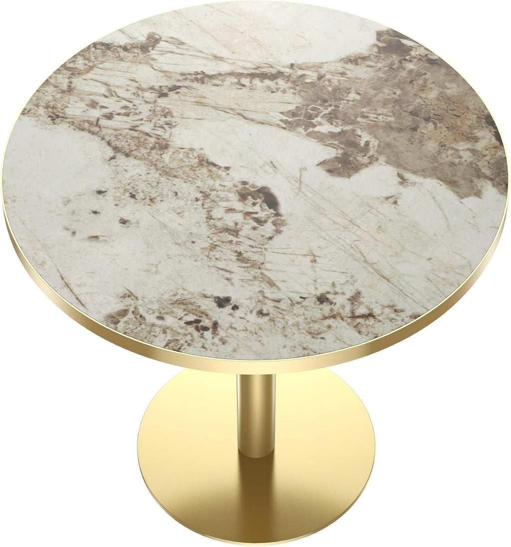 Modern Round Dining Table 31.5 inch Bistro Tulip Table with Faux Marble Top, Sturdy Metal Frame, Easy Assembly for Kitchen Office Restaurant Cafe
