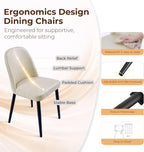 Set of 4 Mid-Century Modern Dining Chairs, Beige Faux Leather Upholstered Kitchen Chairs with Metal Legs, Comfortable Side Chairs for Dining Room, Living Room, Cafe & Hotel