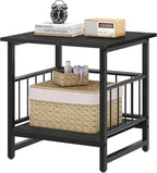 EazeHome 18" Square End Table, Modern Nightstand Side Table, Nightstand with Open Storage Shelf for Living Room, Heavy Duty Stand of Mini Beverage for Dorm, Kitchen Room, Black