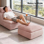 38.7" Plush Corduroy Ottoman, Upholstered Cloud Ottoman for Couch in a Box,Oversize Poufs for Living Room & Bedroom Sofa Ottomans,Comfy Seating with Dense Foam Padding,Pink