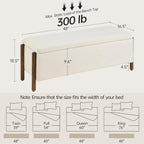 Usaint 47" Fabric Upholstered End of Bed Storage Ottoman Bench, Beige | Entryway Bench with Storage and Rubberwood Legs, 24.5 Gallons Storage Space, Hinged, for Bedroom, Living Room