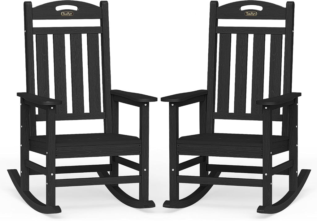Outdoor Rocking Chair Set of 2,HDPE Patio Rocking Chair,All Weather | Relax in Gentle Rock, Create Comfort Everywhere, Share Relaxing Moment Together, Withstand Changing Seasons, Timeless Style