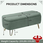 NIOIIKIT Storage Ottoman Bench, Comfy Faux Fur Upholstered Entryway Bench with Metal Legs, Bedroom Bench with Flip Top, Footrest Shoe Bench for Living Room, Bedroom (Olive Green)