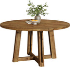 47.3" Solid Wood Dining Table for 4-6, Round Wood Kitchen Table | Farmhouse Kitchen & Dining Room Table, Sturdy and Stable, Circle Dinner Table with Wood Legs, Easy Assembly, Rustic Brown