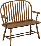 Carolina Chair & Table Farmhouse Windsor Bench – Traditional Style Spindle Back Multi-Step Finish Wooden Frame and Seat Modern Bench - 2 Person Seating Home Decorative Accent Furniture (American Oak)