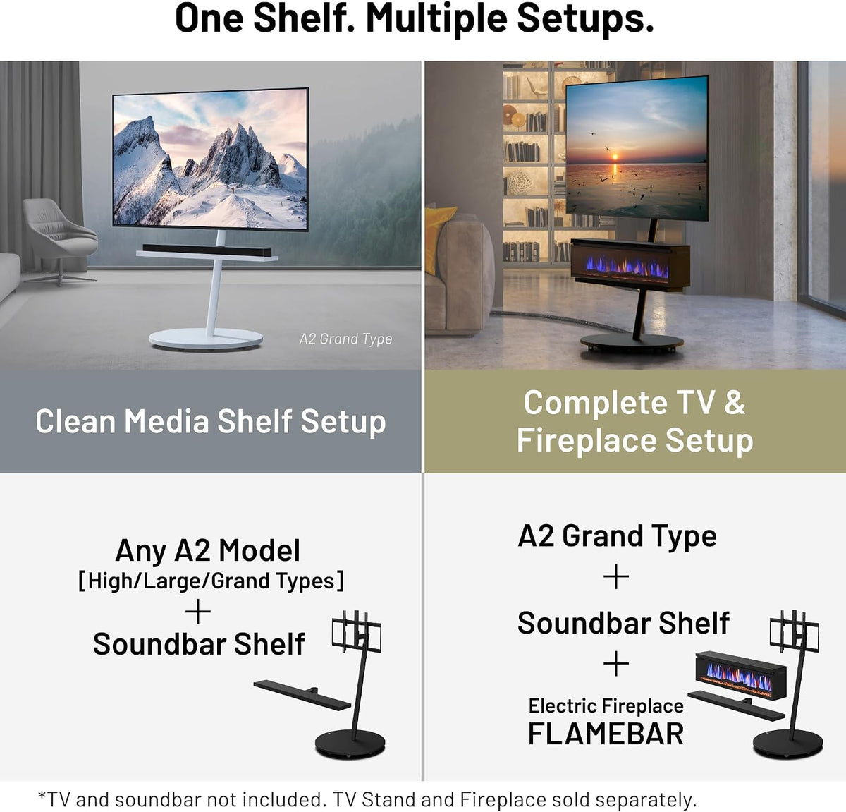 WALL 37.4" Soundbar Shelf for TV Stand Seven Stand A2 Models, Satin White | Compatible with WALL SEVEN STAND TV Stands, Creates a Floating Look for Soundbars, Remotes& Small Devices, Flexible Placement