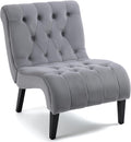 AVAWING Armless Tufted Velvet Accent Chair with Wood Legs, Grey | Soft fade & pill-resistant velvet; ergonomic tufted cushion; non-slip rubber wood legs; for living room bedroom office, grey